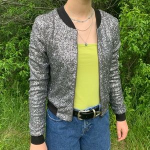 Silver Sequin Bomber Jacket